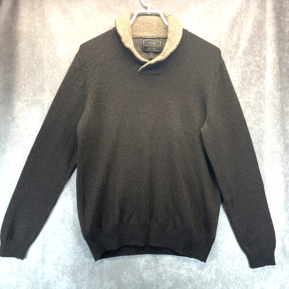 Jos. A. Bank Reserve Lambs Wool Blend Sweater Brown w/Tan Collar Men's XL - Picture 1 of 6